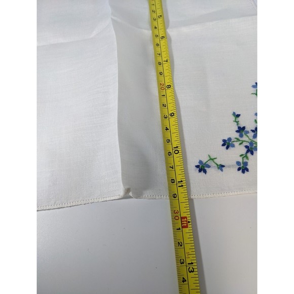 Vintage Embroidered Blue Flowers floral Handkerchief 9” Cottagecore Hanky Scarf - Picture 7 of 7